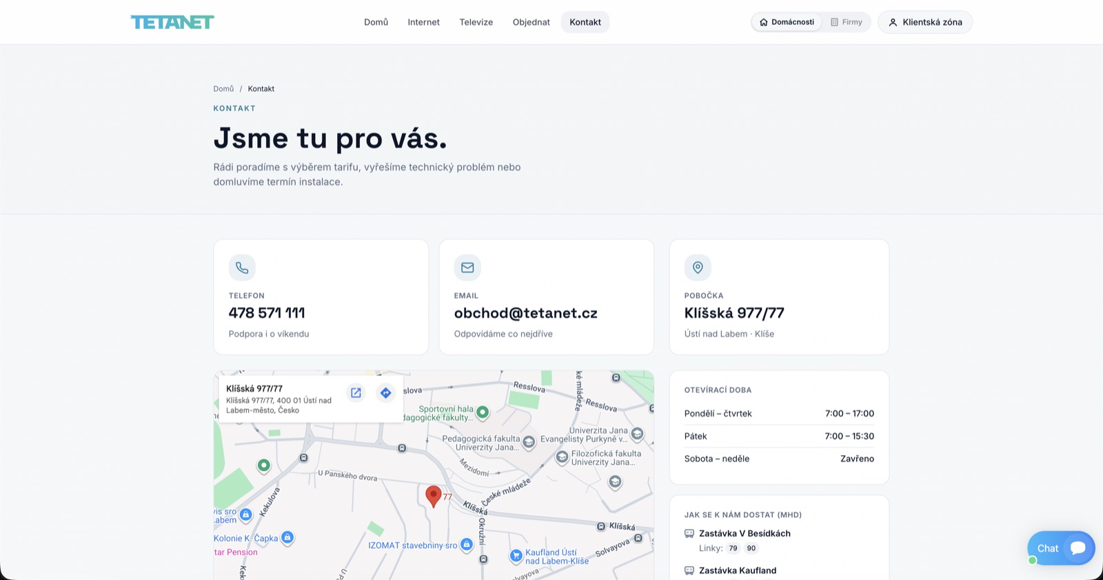 tetanet.cz page detail