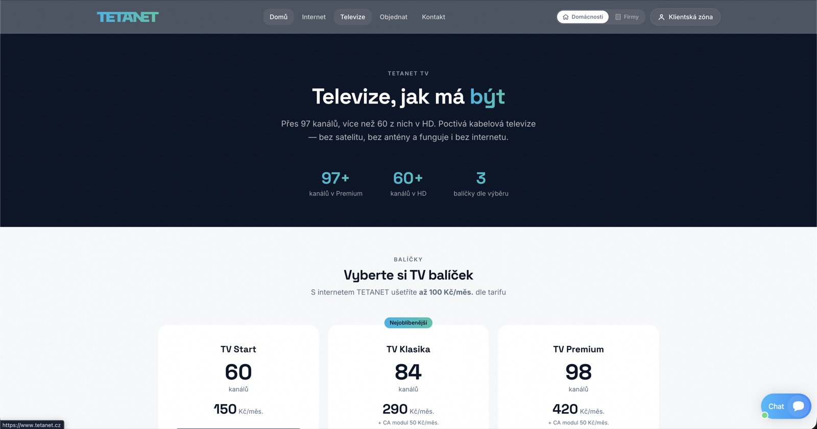 tetanet.cz page detail